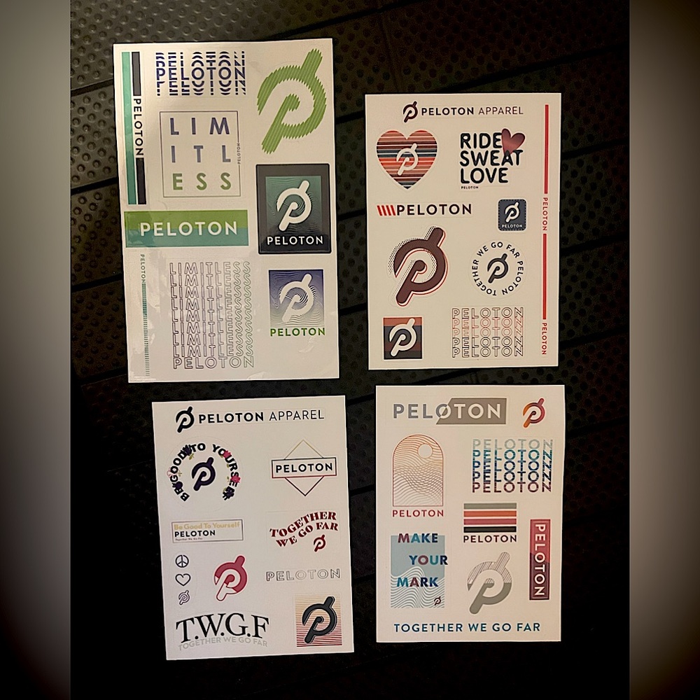 Set of 4 different rare Peloton sticker sheets